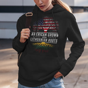 American Grown Lithuanian Roots Flag Hoodie Black / S