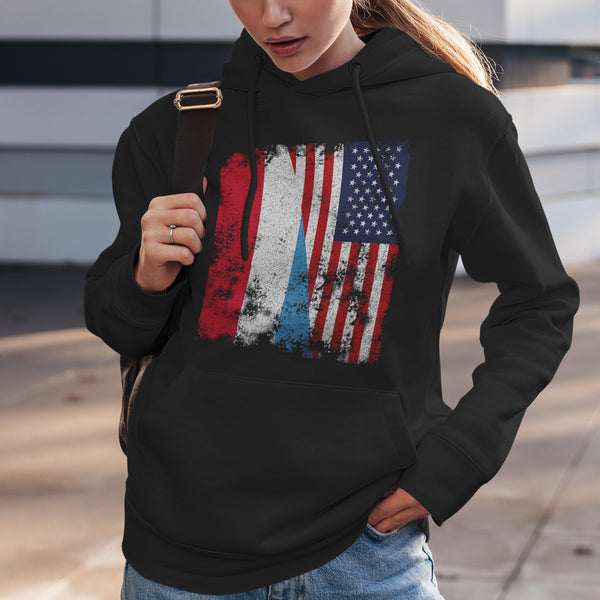 Luxembourg USA Flag - Half American Hoodie