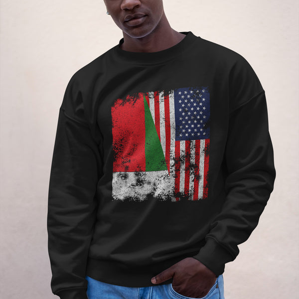 Madagascar USA Flag - Half American Sweatshirt