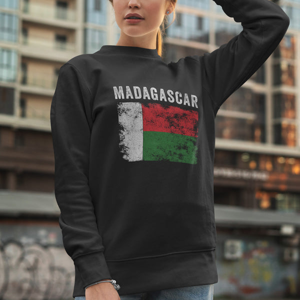 Madagascar Flag Distressed Malagasy Flag Sweatshirt