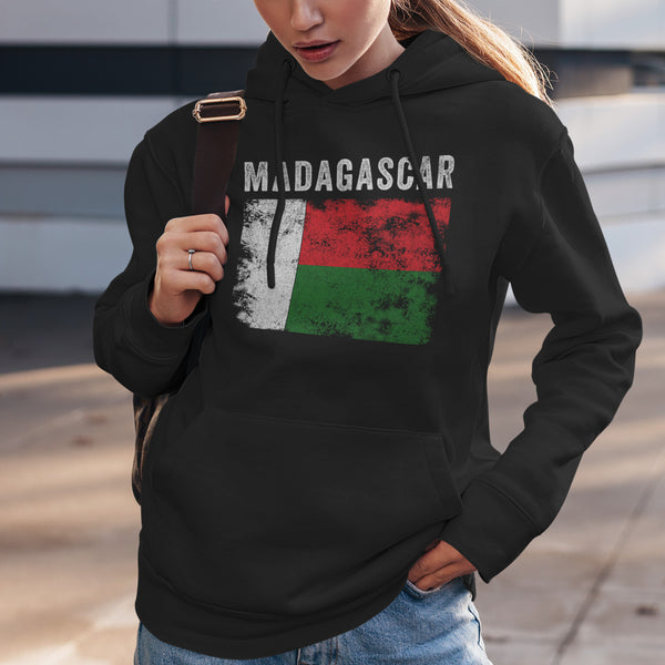 Madagascar Flag Distressed Malagasy Flag Hoodie