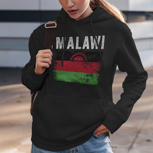 Malawi Flag Distressed - Malawian Flag Hoodie