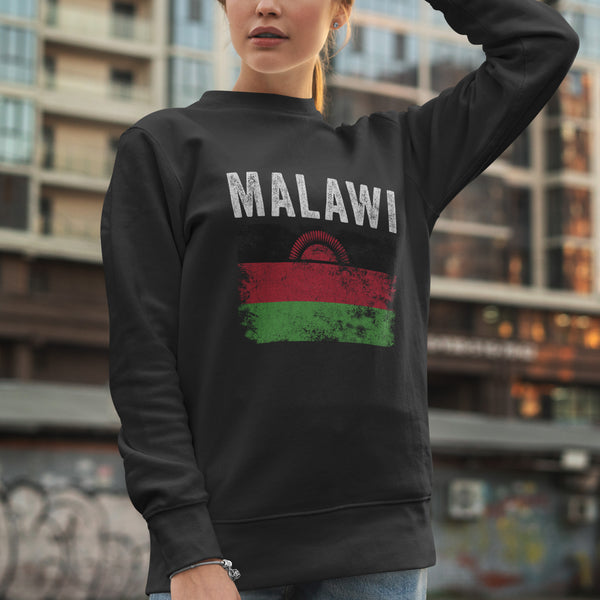 Malawi Flag Distressed - Malawian Flag Sweatshirt