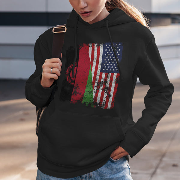 Malawi USA Flag - Half American Hoodie