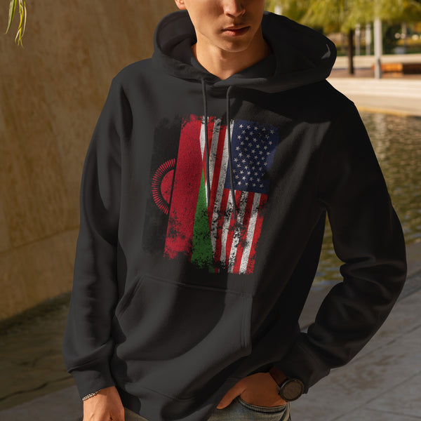 Malawi USA Flag - Half American Hoodie