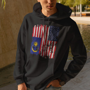 Malaysia USA Flag - Half American Hoodie