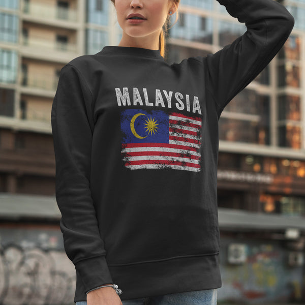 Malaysia Flag Distressed Malaysian Flag Sweatshirt