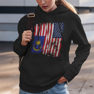 Malaysia USA Flag - Half American Hoodie