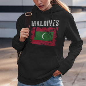 Maldives Flag Distressed Maldivian Flag Hoodie