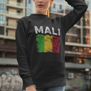 Mali Flag Distressed - Malian Flag Sweatshirt