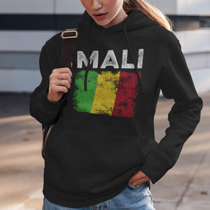 Mali Flag Distressed - Malian Flag Hoodie