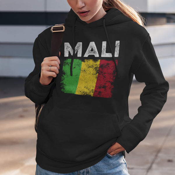 Mali Flag Distressed - Malian Flag Hoodie