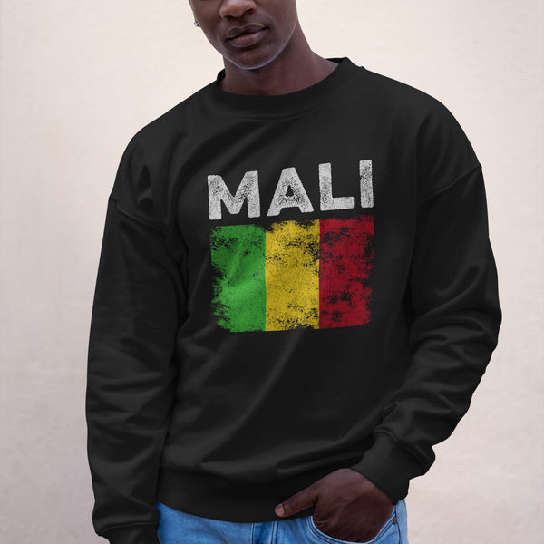 Mali Flag Distressed - Malian Flag Sweatshirt