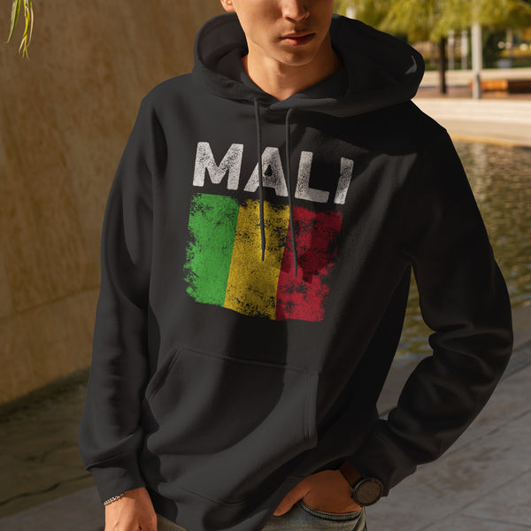 Mali Flag Distressed - Malian Flag Hoodie