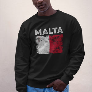 Malta Flag Distressed - Maltese Flag Sweatshirt