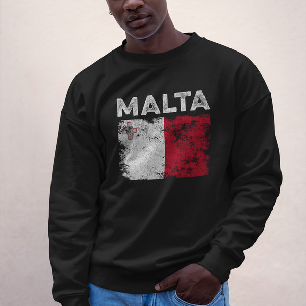 Malta Flag Distressed - Maltese Flag Sweatshirt