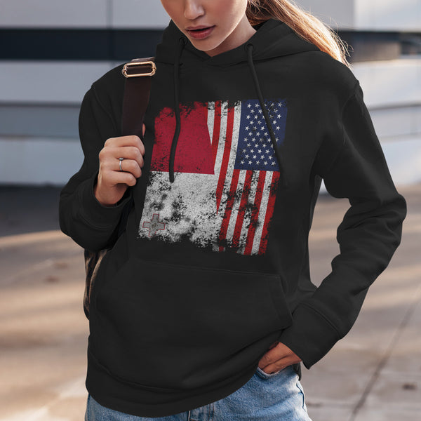 Malta USA Flag - Half American Hoodie