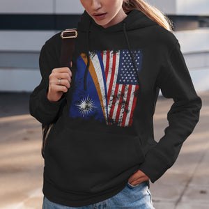 Marshall Islands USA Flag Half American Hoodie