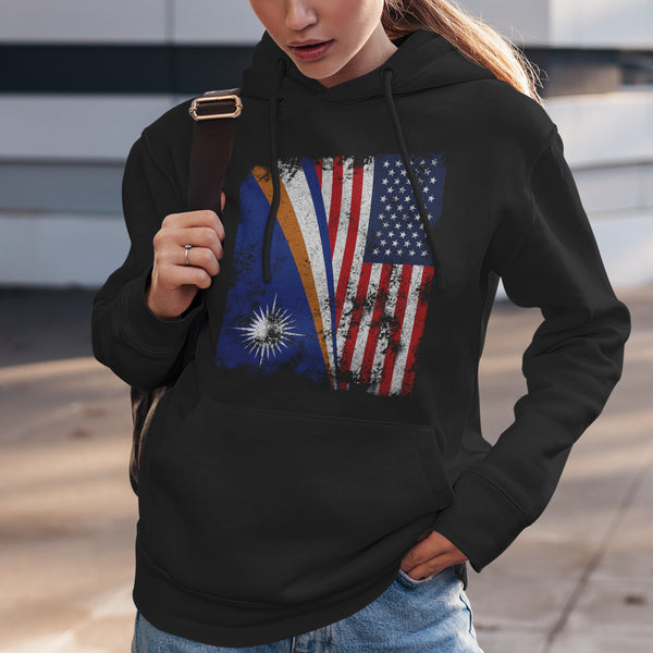 Marshall Islands USA Flag Half American Hoodie