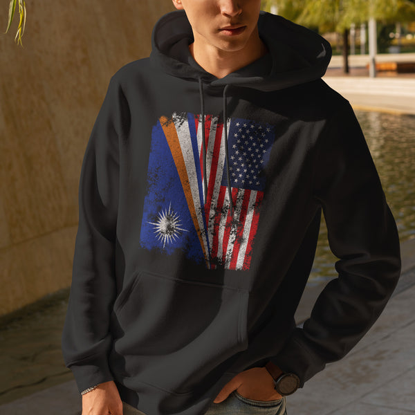 Marshall Islands USA Flag Half American Hoodie