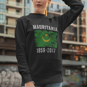 Mauritania 1959-2017 Flag Distressed Sweatshirt