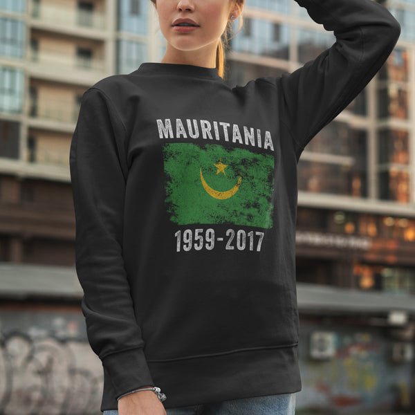 Mauritania 1959-2017 Flag Distressed Sweatshirt