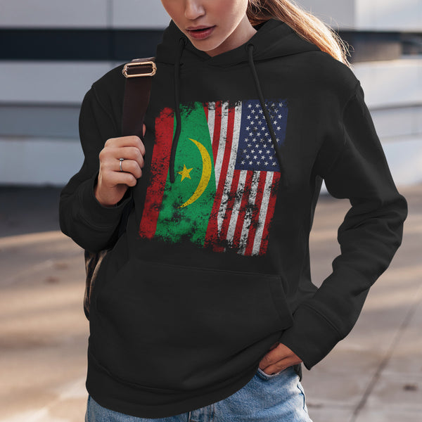 Mauritania USA Flag - Half American Hoodie