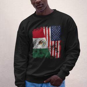 Mexico USA Flag - Half American Sweatshirt