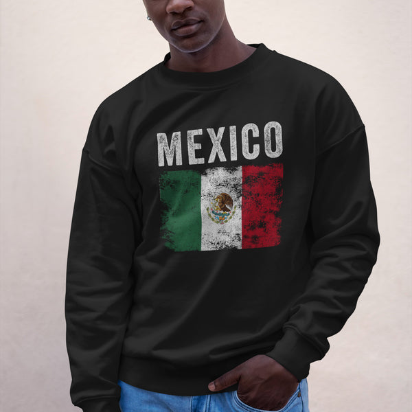 Mexico Flag Distressed - Mexican Flag Sweatshirt