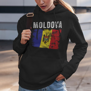 Moldova Flag Distressed - Moldovan Flag Hoodie
