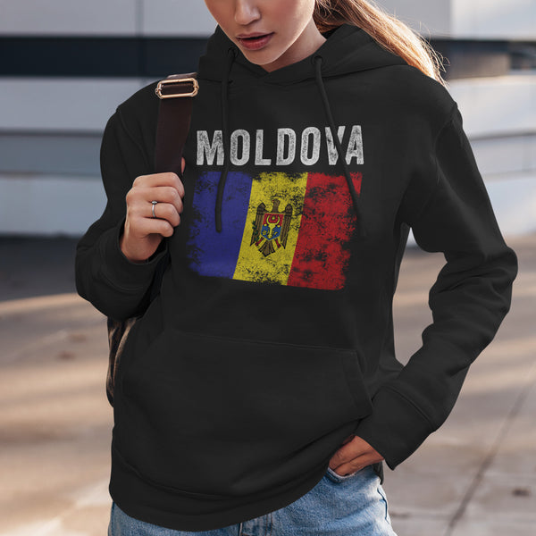 Moldova Flag Distressed - Moldovan Flag Hoodie