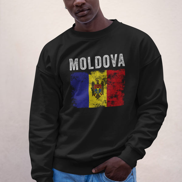 Moldova Flag Distressed - Moldovan Flag Sweatshirt