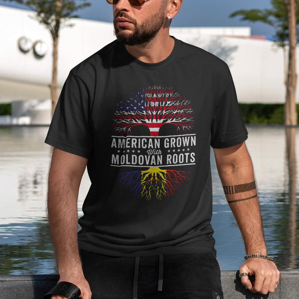 American Grown Moldovan Roots Flag T-Shirt