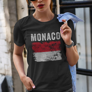 Monaco Flag Distressed - Monacan Flag T-Shirt