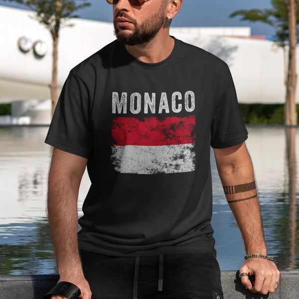 Monaco Flag Distressed - Monacan Flag T-Shirt