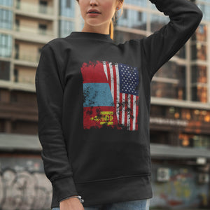 Mongolia USA Flag - Half American Sweatshirt