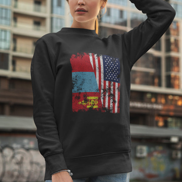 Mongolia USA Flag - Half American Sweatshirt