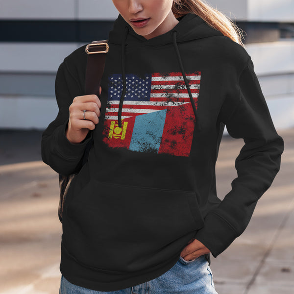 Mongolia USA Flag Hoodie