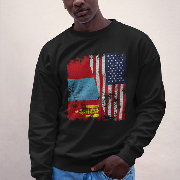 Mongolia USA Flag - Half American Sweatshirt