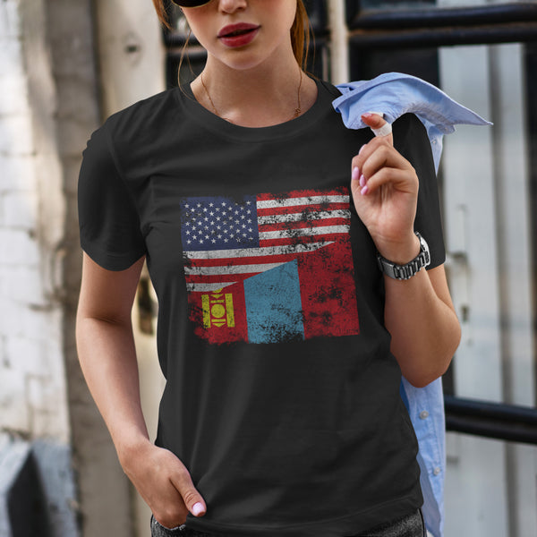 Mongolia USA Flag T-Shirt