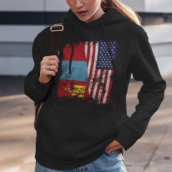 Mongolia USA Flag - Half American Hoodie
