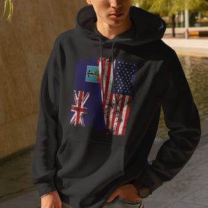 Montserrat USA Flag - Half American Hoodie
