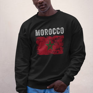 Morocco Flag Distressed - Moroccan Flag Sweatshirt