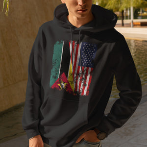 Mozambique USA Flag - Half American Hoodie