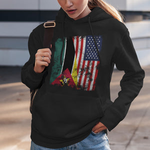 Mozambique USA Flag - Half American Hoodie