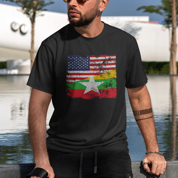 Myanmar USA Flag T-Shirt