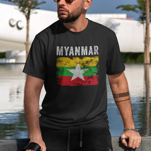 Myanmar Flag Distressed - Myanmar Flag T-Shirt