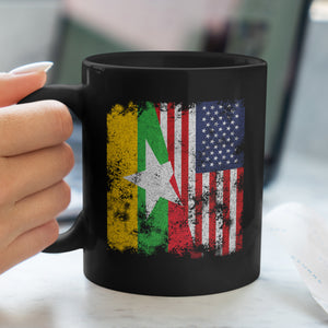Myanmar USA Flag - Half American Mug