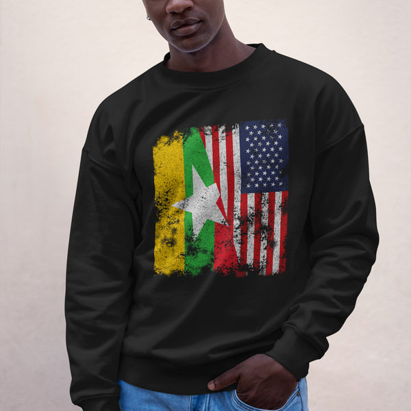 Myanmar USA Flag - Half American Sweatshirt