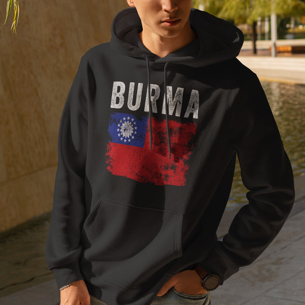 Burma Flag Hoodie Black / S